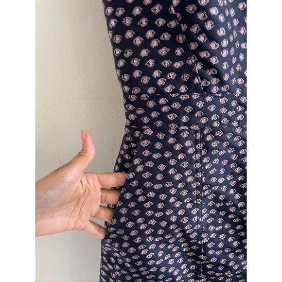 J Crew Sheath Dress Women's 0 Metallic Navy Purple Flowers Mini Sleeveless - Picture 5 of 10